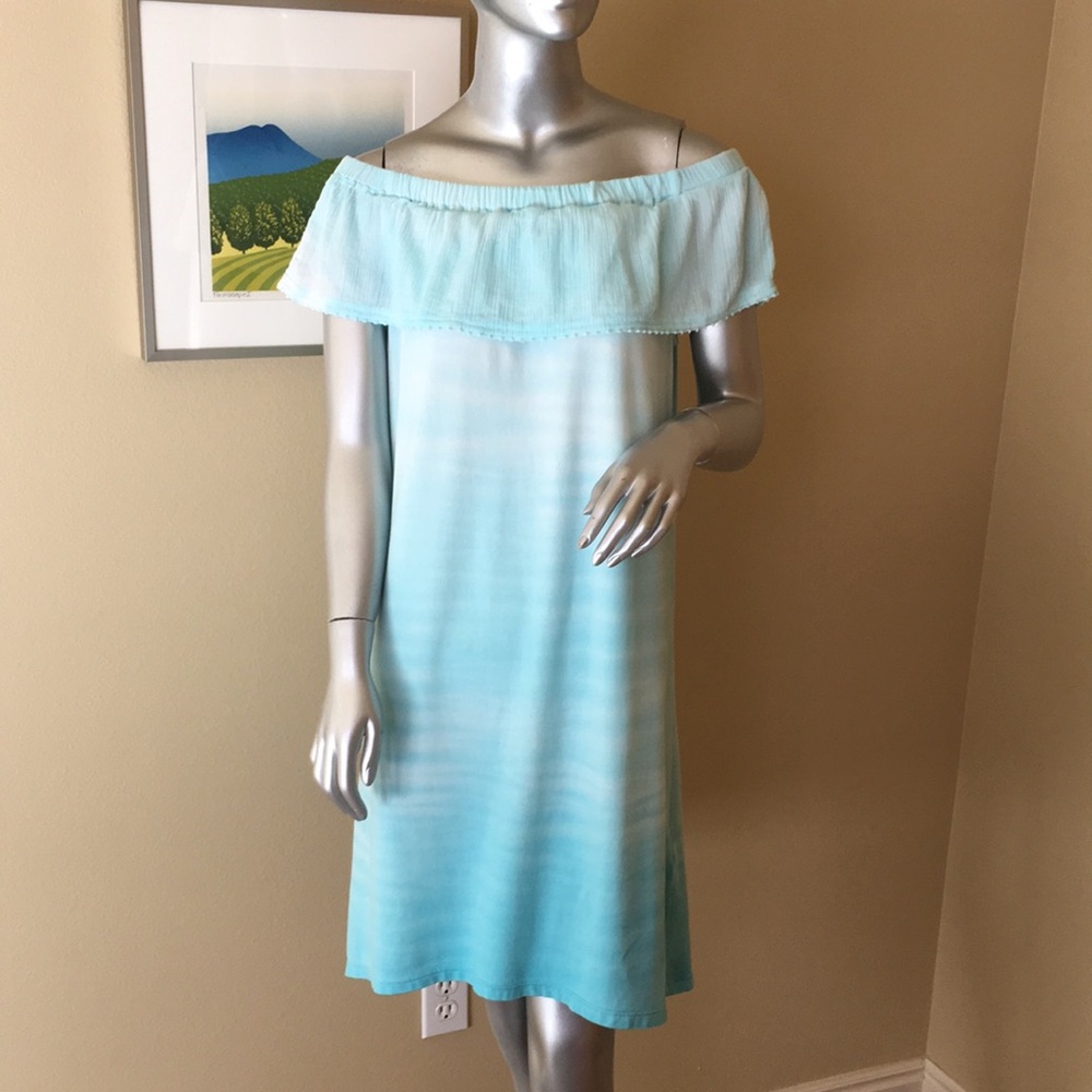 STYLE & Co | High Low Off The Shoulder Tie Dye Dress